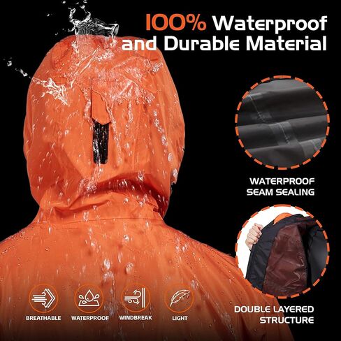 Rodeel Waterproof Fishing Rain Coat and Pant Suit for Men Outdoor Hiking (Rain Gear Jacket & Trouser Suit) in Kuwait