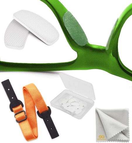 Nose Pads Glasses Anti Slip - 6 Pairs Adhesive Sunglass Nose Grip Pads 0.5 mm 7mm 16 mm - Keep Glasses from Sliding Down Nose (Clear Pads & Beige Glasses Strap) in Saudi Arabia