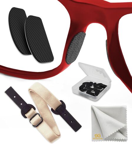 Nose Pads Glasses Anti Slip - 6 Pairs Adhesive Sunglass Nose Grip Pads 0.5 mm 7mm 16 mm - Keep Glasses from Sliding Down Nose (Clear Pads & Beige Glasses Strap) in Saudi Arabia