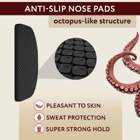Nose Pads Glasses Anti Slip - 6 Pairs Adhesive Sunglass Nose Grip Pads 0.5 mm 7mm 16 mm - Keep Glasses from Sliding Down Nose (Clear Pads & Beige Glasses Strap) in Saudi Arabia