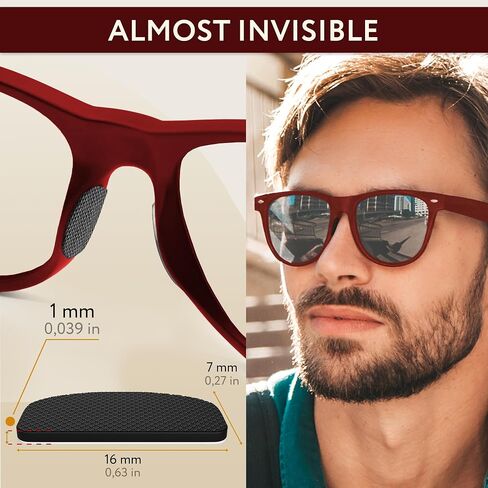 Nose Pads Glasses Anti Slip - 6 Pairs Adhesive Sunglass Nose Grip Pads 0.5 mm 7mm 16 mm - Keep Glasses from Sliding Down Nose (Clear Pads & Beige Glasses Strap) in Saudi Arabia