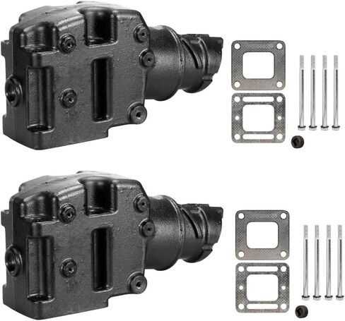 FASWORX Mercruiser Set of 2 Exhaust Riser Elbows with Gaskets & Bolts - Replaces 8079882A, 807988Q03, 807914A1, 44354 - Fits V6 and V8 Mercruiser Engines from 1981 to 2002, 4" Wet Joint Elbow in Saudi Arabia