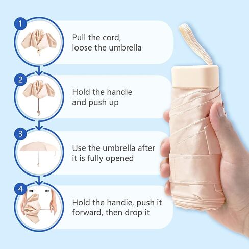 محفظة مظلة سفر صغيرة مع حالة مضغوطة وخفيفة الوزن ومظلة UV UPF 50+ حماية من أشعة الشمس ، ومظلة محمولة للرياح للنساء والرجال والأطفال in Kuwait