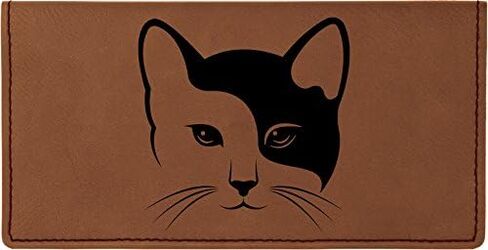 Yin Yang Kitty Laser Engraved Leatherette Checkbook Cover in Saudi Arabia