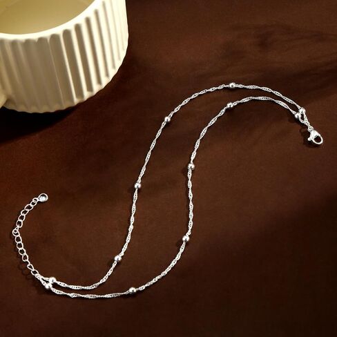 Gold Ankle Bracelets for Women,14k Gold/Silver Plated Waterproof Layered lightweight Cuban Link Figaro Chain Heart anklet Bracelets Set Gold Anklets for women Trendy Jewelry Gift in Saudi Arabia