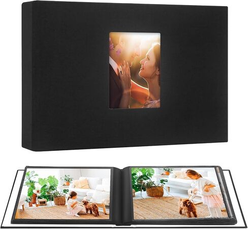 8x10 Photo Album Holds 72 Photos, 72 Pockets Photo Album 8x10 Linen Cover with Front Window, 8x10 Photo Album Book for 8x10 Wedding Family Anniversary Pictures (Black) in Saudi Arabia