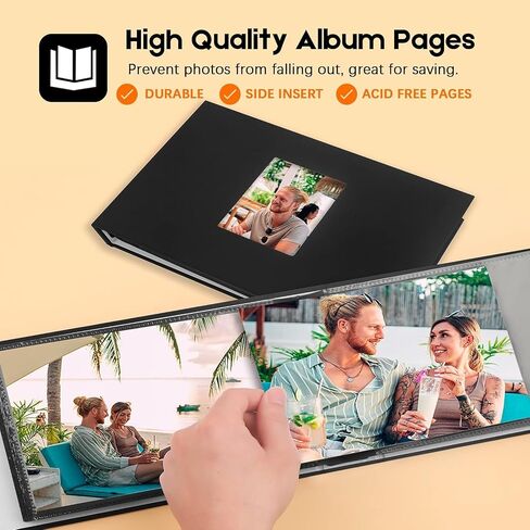 8x10 Photo Album Holds 72 Photos, 72 Pockets Photo Album 8x10 Linen Cover with Front Window, 8x10 Photo Album Book for 8x10 Wedding Family Anniversary Pictures (Black) in Saudi Arabia