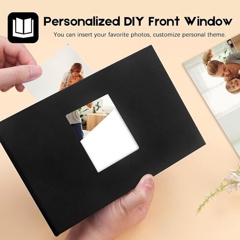 8x10 Photo Album Holds 72 Photos, 72 Pockets Photo Album 8x10 Linen Cover with Front Window, 8x10 Photo Album Book for 8x10 Wedding Family Anniversary Pictures (Black) in Saudi Arabia
