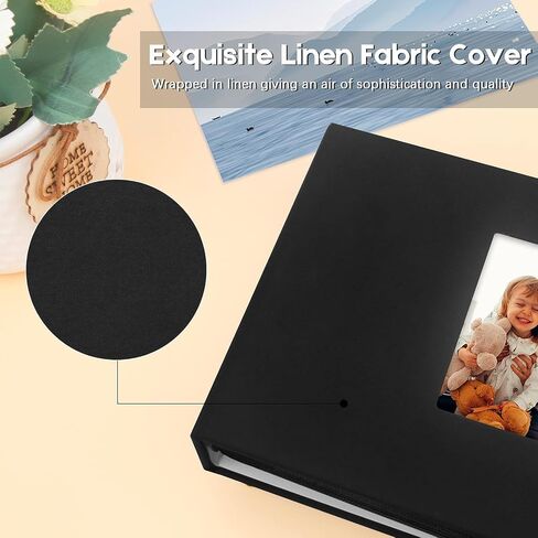 8x10 Photo Album Holds 72 Photos, 72 Pockets Photo Album 8x10 Linen Cover with Front Window, 8x10 Photo Album Book for 8x10 Wedding Family Anniversary Pictures (Black) in Saudi Arabia
