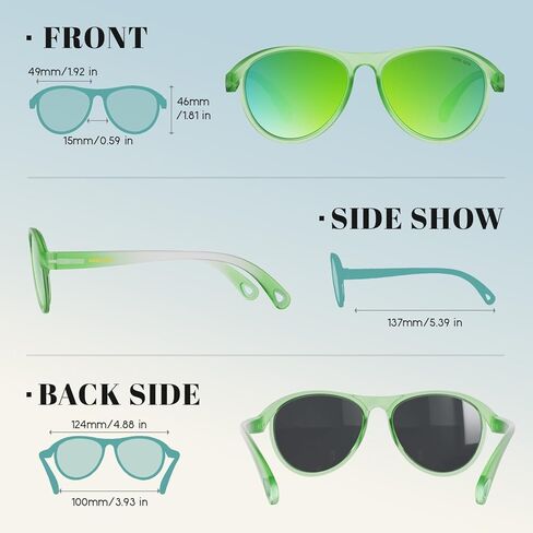 Kids Sunglasses Polarized for Youth Skin Feel TR90 Frame Beach Travel Summer Outdoor Glasses for Boys Girls Ages 5-14 in Kuwait