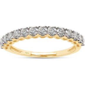 SAVEARTH DIAMONDS 1/2 cttw Round Cut Lab Created Moissanite Diamond Half Eternity Stackable Band Ring For Women In 14K Gold Over Sterling Silver (VVS1 Clarity, 0.50 Cttw) in Saudi Arabia