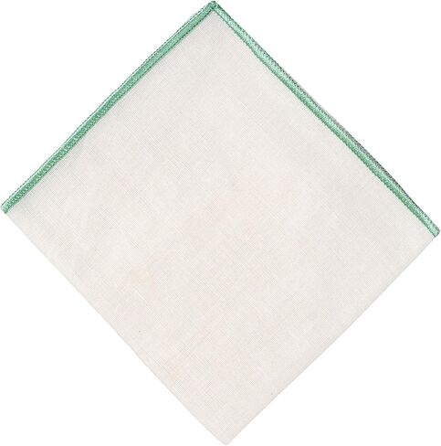 جيب رجالي مربع من الكتان مع حافة مطرزة ~ إكسسوارات البدلة لحفلات الزفاف والمناسبات الرسمية 24 سم × 24 سم in Kuwait