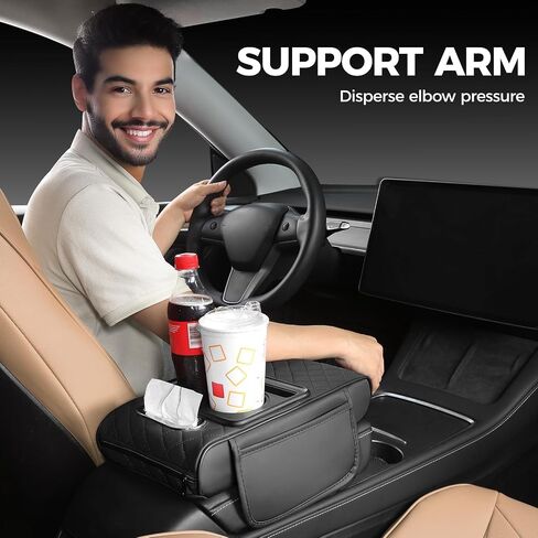 غطاء وحدة تحكم مركز Freesoo للسيارات ، غطاء مسند ذراع جلدي للسيارة ، وسادة وحدة التحكم الوسطى العالمية مع صندوق تخزين ، حامل كوب ، صندوق الأنسجة وفتحة الهاتف ، الملحقات الداخلية المقاومة للماء ، الأحمر الأسود الأحمر in Kuwait