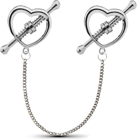 Heart Stainless Steel Nipple Clamps Adjustable Pressure Clip Body Chain for Women Nipple Jewelry Non Piercing Fake Nipple Rings in Saudi Arabia