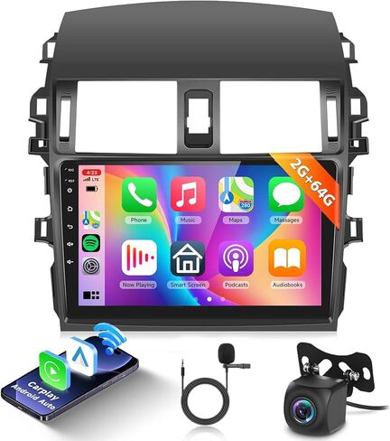 8 Core 8G+128G for Toyota Corolla 2009-2013 Android Car Stereo Radio with Wireless Apple CarPlay Android Auto Podofo 9 inch Touch Screen Bluetooth Car Radio with GPS WiFi/4G DSP in Kuwait