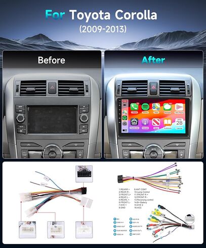 8 Core 8G+128G for Toyota Corolla 2009-2013 Android Car Stereo Radio with Wireless Apple CarPlay Android Auto Podofo 9 inch Touch Screen Bluetooth Car Radio with GPS WiFi/4G DSP in Kuwait