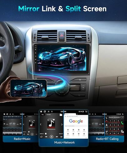 8 Core 8G+128G for Toyota Corolla 2009-2013 Android Car Stereo Radio with Wireless Apple CarPlay Android Auto Podofo 9 inch Touch Screen Bluetooth Car Radio with GPS WiFi/4G DSP in Kuwait