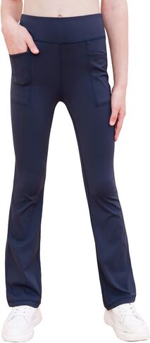 DIPUG Girls Flare Leggings with Pockets High Waisted Bootcut Pants for Kids, Soft Stretchy Yoga Dance Legging in Kuwait