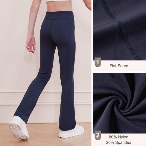 DIPUG Girls Flare Leggings with Pockets High Waisted Bootcut Pants for Kids, Soft Stretchy Yoga Dance Legging in Kuwait