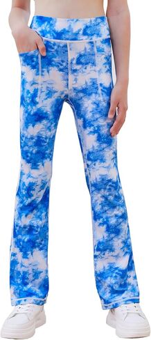 DIPUG Girls Flare Leggings with Pockets High Waisted Bootcut Pants for Kids, Soft Stretchy Yoga Dance Legging in Kuwait