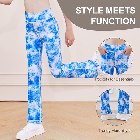 DIPUG Girls Flare Leggings with Pockets High Waisted Bootcut Pants for Kids, Soft Stretchy Yoga Dance Legging in Kuwait