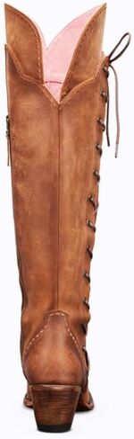 Cowboy Boots for Women Wide Calf Embroidered Western Cowgirl Boots Pointed Toe Over-The-Knee High Lace-Up Boots in Saudi Arabia