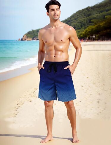Buauty Mens Swim Trunks with Compression Liner 9 Inch Inseam Quick Dry Swim Shorts Men Board Short Swimsuit with Pockets in Saudi Arabia