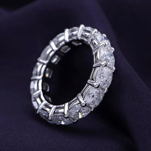 SAVEARTH DIAMONDS Eternity Wedding Band Ring For Women, 9 CT 5MM Cushion Cut Lab Created Moissanite Diamond 4.5MM Width Full Eternity Stackable Engagement Ring In 18K Gold Plated 925 Sterling Silver in Saudi Arabia