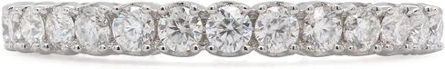 Savearth Diamonds 1/2 CTTW Round Cut Lab الذي خلق Moissanite Diamond Half Eternity Ring القابلة للتكديس للنساء في 14K الذهب على الفضة الاسترليني (Clarity VVS1 ، 0.50 CTTW) in Kuwait