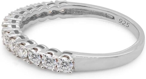 Savearth Diamonds 1/2 CTTW Round Cut Lab الذي خلق Moissanite Diamond Half Eternity Ring القابلة للتكديس للنساء في 14K الذهب على الفضة الاسترليني (Clarity VVS1 ، 0.50 CTTW) in Kuwait