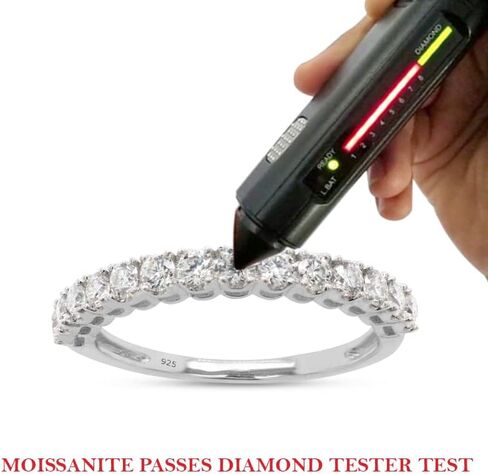 Savearth Diamonds 1/2 CTTW Round Cut Lab الذي خلق Moissanite Diamond Half Eternity Ring القابلة للتكديس للنساء في 14K الذهب على الفضة الاسترليني (Clarity VVS1 ، 0.50 CTTW) in Kuwait