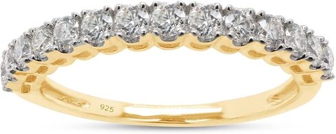 SAVEARTH DIAMONDS 1/2 cttw Round Cut Lab Created Moissanite Diamond Half Eternity Stackable Band Ring For Women In 14K Gold Over Sterling Silver (VVS1 Clarity, 0.50 Cttw) in Saudi Arabia