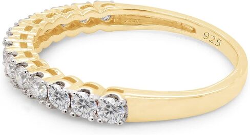 SAVEARTH DIAMONDS 1/2 cttw Round Cut Lab Created Moissanite Diamond Half Eternity Stackable Band Ring For Women In 14K Gold Over Sterling Silver (VVS1 Clarity, 0.50 Cttw) in Saudi Arabia