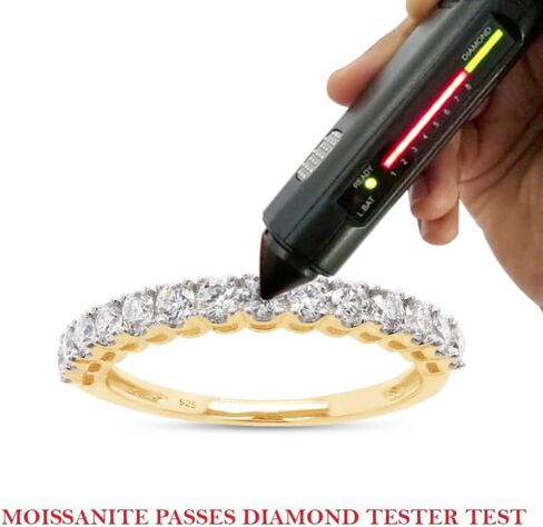 SAVEARTH DIAMONDS 1/2 cttw Round Cut Lab Created Moissanite Diamond Half Eternity Stackable Band Ring For Women In 14K Gold Over Sterling Silver (VVS1 Clarity, 0.50 Cttw) in Saudi Arabia
