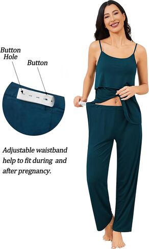 SWOMOG Maternity Nursing Robe Set 3 PCS Postpartum Pajamas Breastfeeding Pregnancy Robe & Camisole & Pants in Saudi Arabia