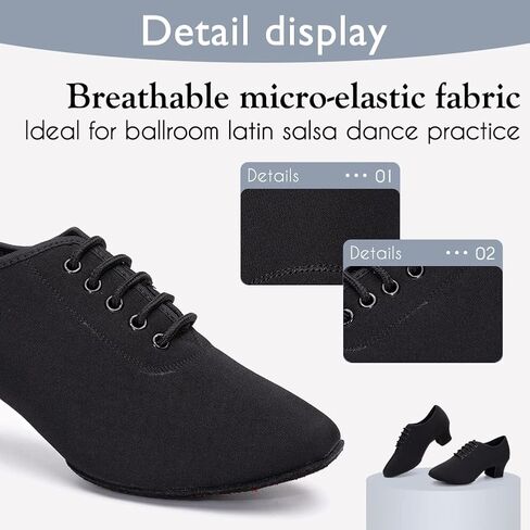 Hipposeus Women's Canvas Latin Dance Practice Shoes Lace Up Rallsa Salsa Tango Dance Shoes مع إصبع القدم المغلقة ، Model 701 in Kuwait