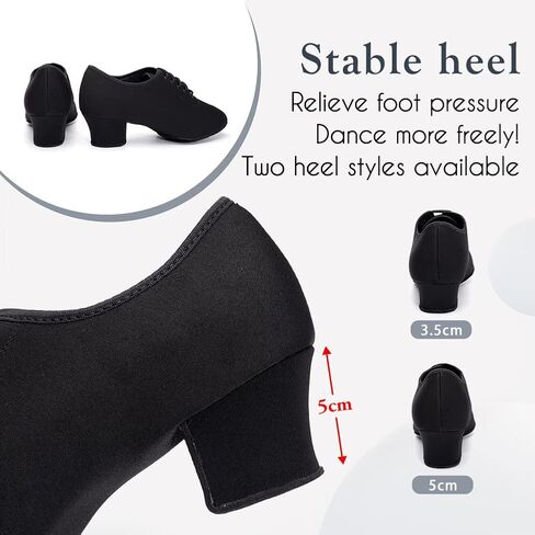 Hipposeus Women's Canvas Latin Dance Practice Shoes Lace Up Rallsa Salsa Tango Dance Shoes مع إصبع القدم المغلقة ، Model 701 in Kuwait