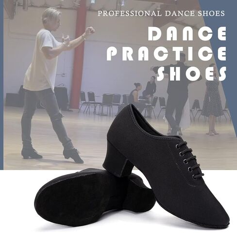 Hipposeus Women's Canvas Latin Dance Practice Shoes Lace Up Rallsa Salsa Tango Dance Shoes مع إصبع القدم المغلقة ، Model 701 in Kuwait