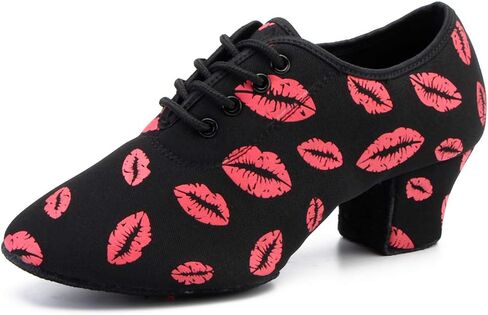 Hipposeus Women's Canvas Latin Dance Practice Shoes Lace Up Rallsa Salsa Tango Dance Shoes مع إصبع القدم المغلقة ، Model 701 in Kuwait