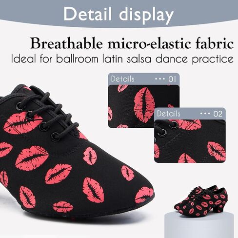 Hipposeus Women's Canvas Latin Dance Practice Shoes Lace Up Rallsa Salsa Tango Dance Shoes مع إصبع القدم المغلقة ، Model 701 in Kuwait