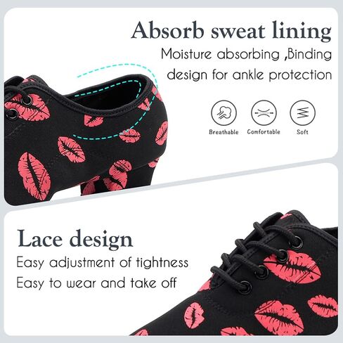 Hipposeus Women's Canvas Latin Dance Practice Shoes Lace Up Rallsa Salsa Tango Dance Shoes مع إصبع القدم المغلقة ، Model 701 in Kuwait