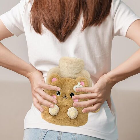 Hot Water Bottle with Cover, Hot Water Bottle with Cute Plush Cover, Super Soft Plush Cover for Pain Relief Headaches Cramps and Winter Warmth in Saudi Arabia