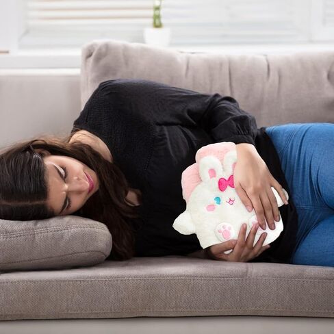 Hot Water Bottle with Cover, Hot Water Bottle with Cute Plush Cover, Super Soft Plush Cover for Pain Relief Headaches Cramps and Winter Warmth in Saudi Arabia