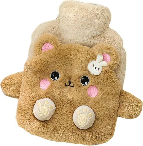 Hot Water Bottle with Cover, Hot Water Bottle with Cute Plush Cover, Super Soft Plush Cover for Pain Relief Headaches Cramps and Winter Warmth in Saudi Arabia