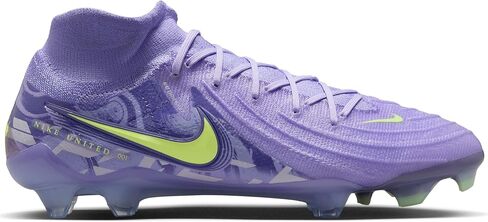Nike United Phantom Luna 2 Elite FG High-Top Soccer Cleats (HF1600-500, Purple Agate/Barely Volt) in Saudi Arabia