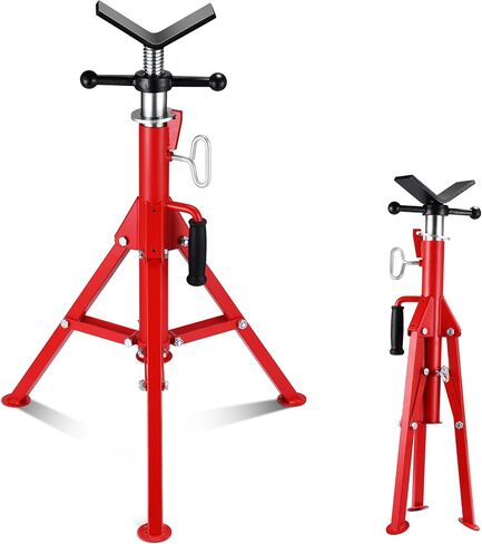 V Head Pipe Jack Stand, Heavy Duty Pipe Stand, 2500LB Jack Stands Carbon Steel with Portable Folding Legs 28-52 Inch Height Adjustable 1/8"-12" Capacity in Kuwait