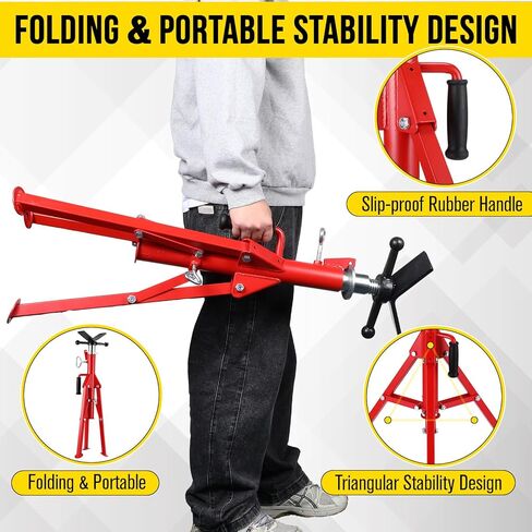 V Head Pipe Jack Stand, Heavy Duty Pipe Stand, 2500LB Jack Stands Carbon Steel with Portable Folding Legs 28-52 Inch Height Adjustable 1/8"-12" Capacity in Kuwait
