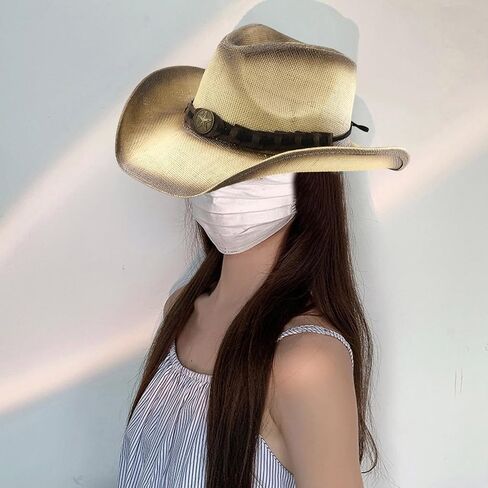 Fedoras Panama Hat Unique Star Buckle Wide Brimmed for Women Men Photo Props Western for Men Women Unisex in Saudi Arabia