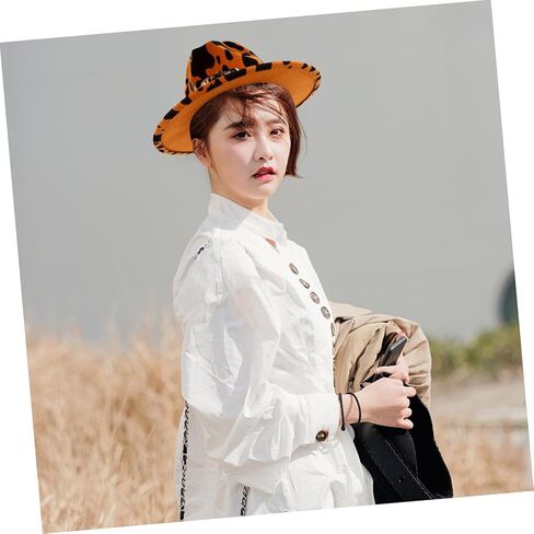 Partykindom Jazz Top Hat Flat Ladies Leopard Festival Black Cap Spot عيد ميلاد للقبعة القبعات الرجعية قبعة فيدورا in Kuwait