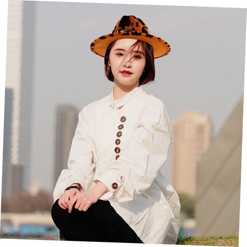 Partykindom Jazz Top Hat Flat Ladies Leopard Festival Black Cap Spot عيد ميلاد للقبعة القبعات الرجعية قبعة فيدورا in Kuwait
